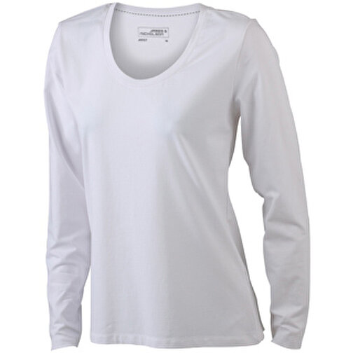 Ladies’ Stretch Shirt Long-Sleeved , James Nicholson, weiss, 95% Baumwolle, gekämmt, ringgesponnen, 5% Elasthan, XL, , Bild 1