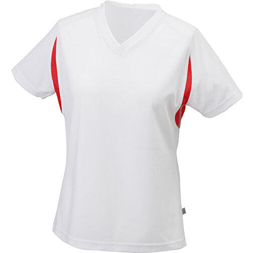 Ladies’ Running-T , James Nicholson, weiß/rot, 100% Polyester, XS, , Bild 1