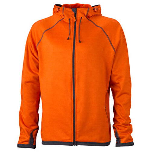 Men’s Hooded Fleece , James Nicholson, dark-orange/carbon, 92% Polyester, 8% Elasthan, M, , Bild 1