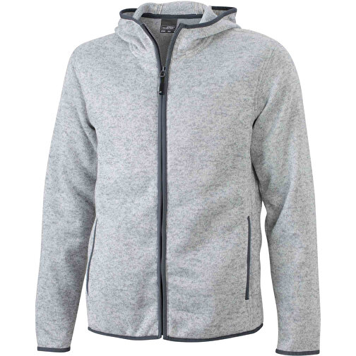 Men’s Knitted Fleece Hoody , James Nicholson, light-melange/carbon, 100% Polyester, XL, , Bild 1