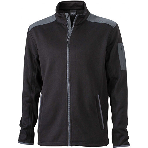 Men’s Knitted Fleece Jacket , James Nicholson, schwarz/carbon, 100% Polyester, 3XL, , Bild 1
