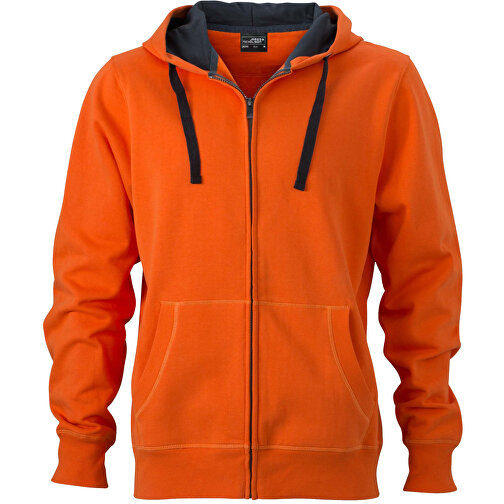 Men’s Hooded Jacket , James Nicholson, dark-orange/carbon, 80% Baumwolle, gekämmt, 20% Polyester, M, , Bild 1