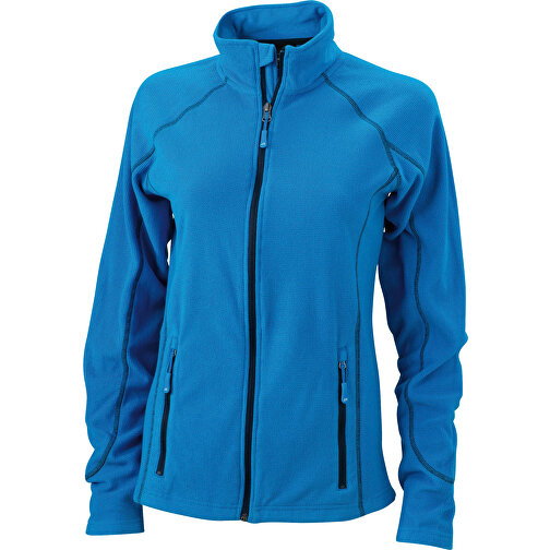 Ladies’ Structure Fleece Jacket , James Nicholson, aqua/navy, 100% Polyester, M, , Bild 1