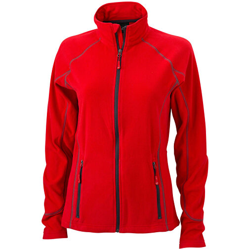 Ladies’ Structure Fleece Jacket , James Nicholson, rot/carbon, 100% Polyester, S, , Bild 1