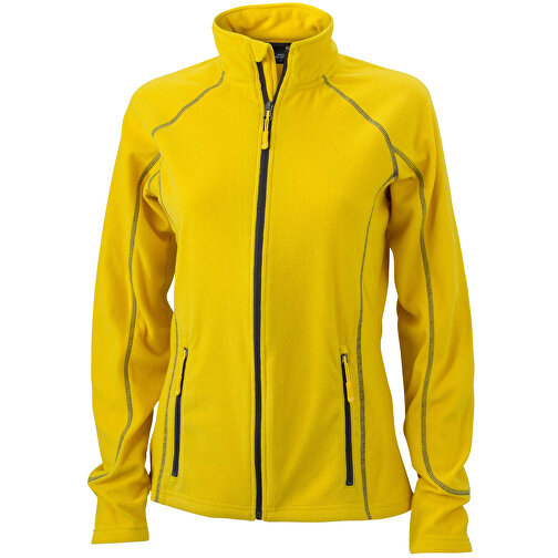 Ladies’ Structure Fleece Jacket , James Nicholson, gelb/carbon, 100% Polyester, L, , Bild 1