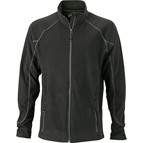 Men’s Structure Fleece Jacket , James Nicholson, schwarz/carbon, 100% Polyester, XL, , Bild 1