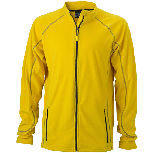 Men’s Structure Fleece Jacket , James Nicholson, gelb/carbon, 100% Polyester, M, , Bild 1