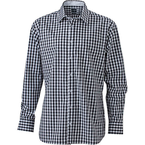 Men’s Checked Shirt , James Nicholson, schwarz/weiß, 100% Baumwolle, S, , Bild 1
