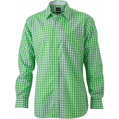 Men’s Checked Shirt , James Nicholson, grün/weiss, 100% Baumwolle, XXL, , Bild 1