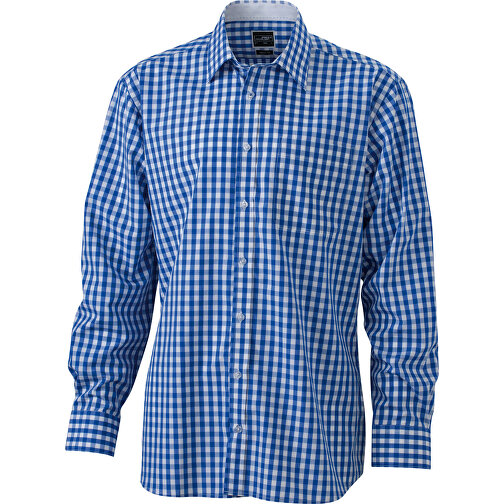 Men’s Checked Shirt , James Nicholson, royal/weiss, 100% Baumwolle, S, , Bild 1