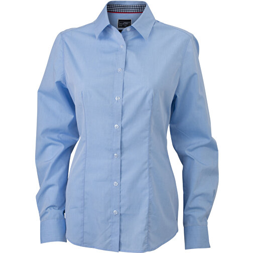 Ladies’ Plain Shirt , James Nicholson, light-blau/navy-weiß, 100% Baumwolle, XXL, , Bild 1