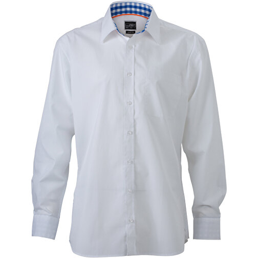 Men’s Plain Shirt , James Nicholson, weiss/royal-weiss, 100% Baumwolle, S, , Bild 1