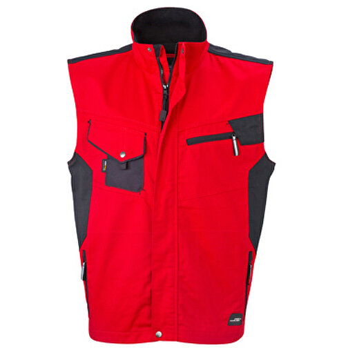 Workwear Vest , James Nicholson, rot/schwarz, 100% Polyamid CORDURA ®, S, , Bild 1