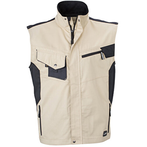 Workwear Vest , James Nicholson, stone/schwarz, 100% Polyamid CORDURA ®, M, , Bild 1