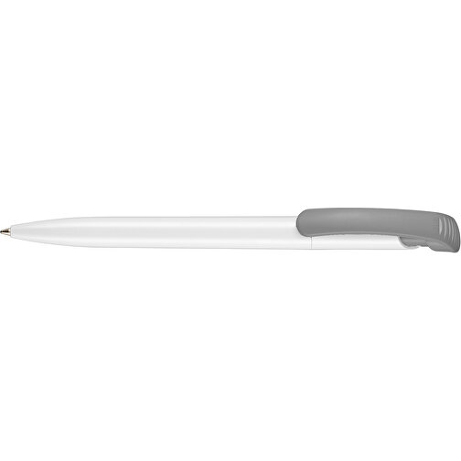 Kugelschreiber CLEAR SHINY , Ritter-Pen, steingrau/weiß, ABS-Kunststoff, 14,80cm (Länge), Bild 3