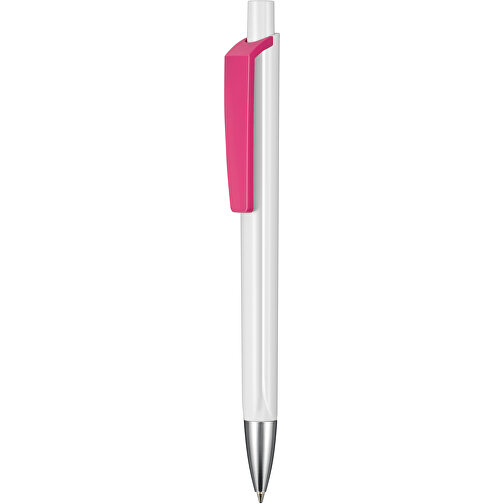 Kugelschreiber TRI-STAR , Ritter-Pen, pink/weiss, ABS-Kunststoff, 14,00cm (Länge), Bild 1