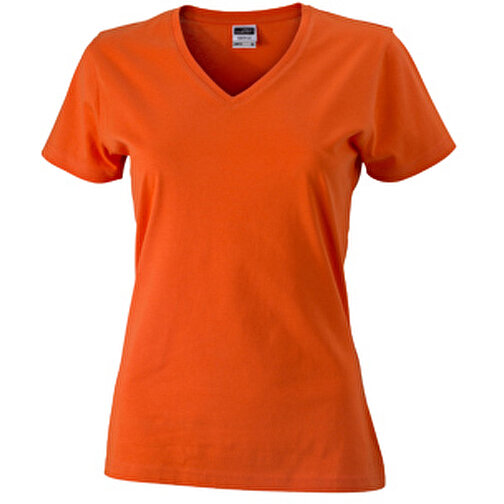 Ladies’ Slim Fit V-T , James Nicholson, dark-orange, 100% Baumwolle, gekämmt, L, , Bild 1