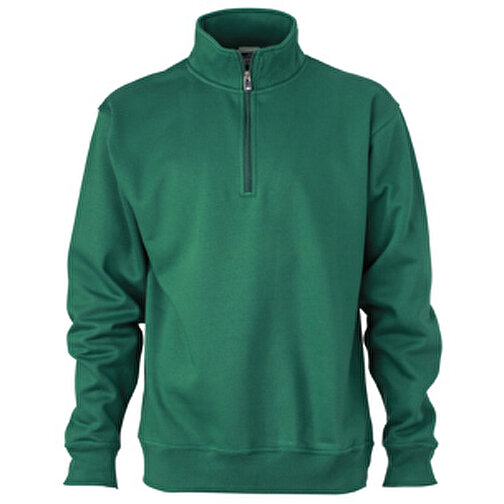 Workwear Half Zip Sweat , James Nicholson, dark-grün, 70% Baumwolle, gekämmt, 30% Polyester, XL, , Bild 1