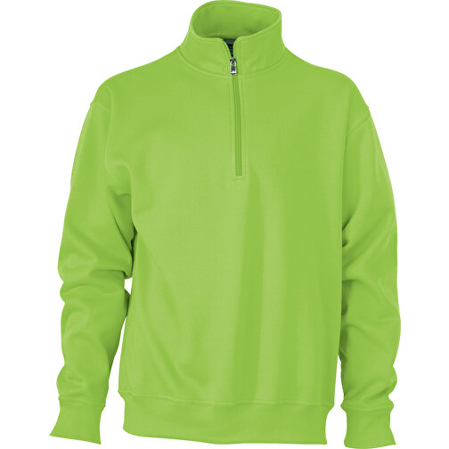 Workwear Half Zip Sweat , James Nicholson, lime-grün, 70% Baumwolle, gekämmt, 30% Polyester, 4XL, , Bild 1