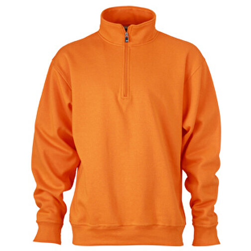 Workwear Half Zip Sweat , James Nicholson, orange, 70% Baumwolle, gekämmt, 30% Polyester, S, , Bild 1