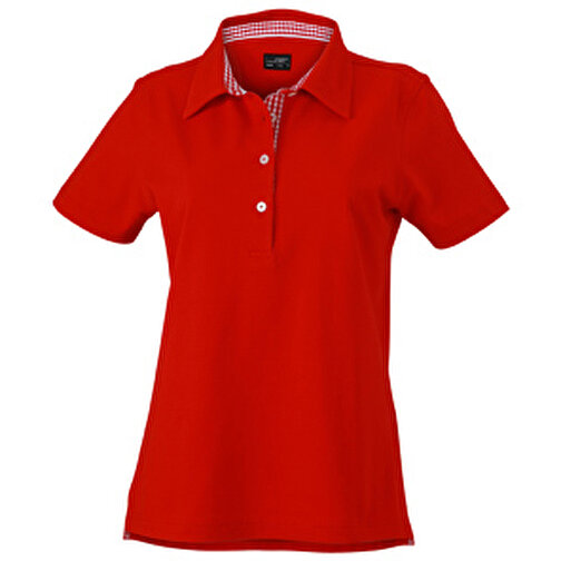 Ladies’ Plain Polo , James Nicholson, rot/rot-weiß, 100% Baumwolle, gekämmt, L, , Bild 1