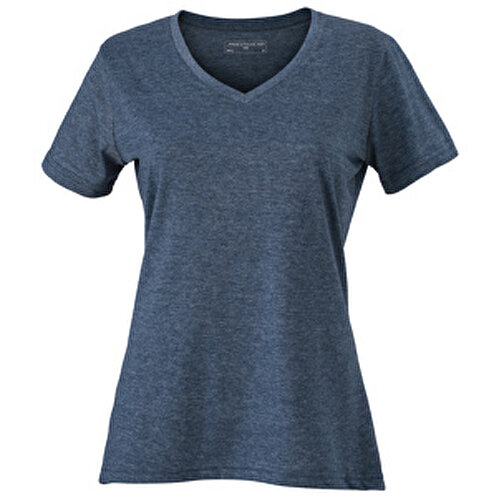 Ladies’ Heather T-Shirt , James Nicholson, blau-melange, 65% Polyester, 35% Baumwolle, S, , Bild 1