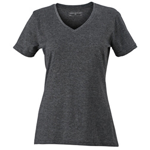 Ladies’ Heather T-Shirt , James Nicholson, schwarz-melange, 65% Polyester, 35% Baumwolle, M, , Bild 1