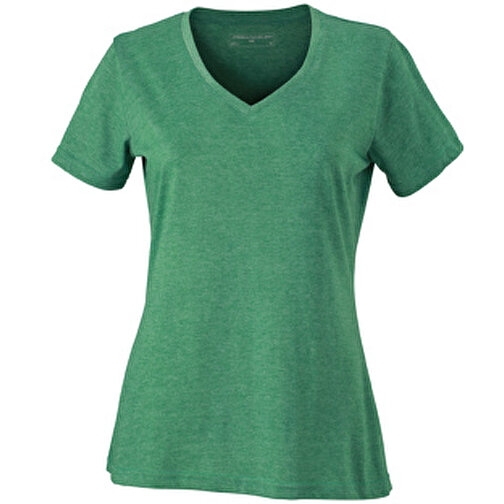 Ladies’ Heather T-Shirt , James Nicholson, grün-melange, 65% Polyester, 35% Baumwolle, S, , Bild 1