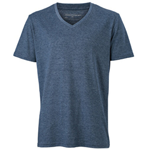 Men’s Heather T-Shirt , James Nicholson, blau-melange, 65% Polyester, 35% Baumwolle, S, , Bild 1