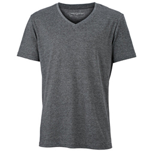 Men’s Heather T-Shirt , James Nicholson, schwarz-melange, 65% Polyester, 35% Baumwolle, S, , Bild 1