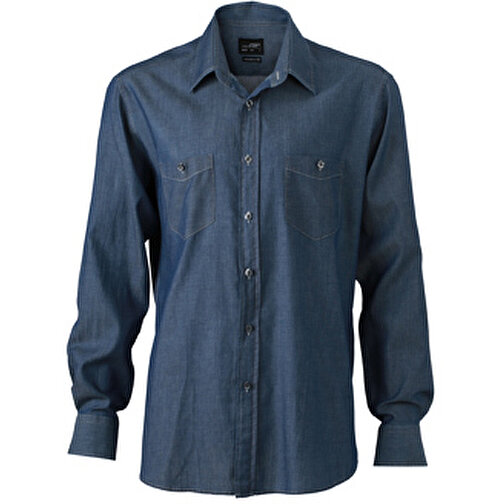 Men’s Denim Shirt , James Nicholson, dark-denim, 100% Baumwolle, gekämmt, M, , Bild 1