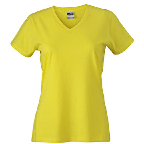Ladies’ Slim Fit V-T , James Nicholson, gelb, 100% Baumwolle, gekämmt, XL, , Bild 1