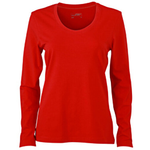 Ladies’ Stretch Shirt Long-Sleeved , James Nicholson, rot, 95% Baumwolle, gekämmt, ringgesponnen, 5% Elasthan, S, , Bild 1