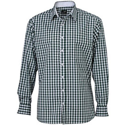 Men’s Checked Shirt , James Nicholson, forest-grün/weiss, 100% Baumwolle, M, , Bild 1