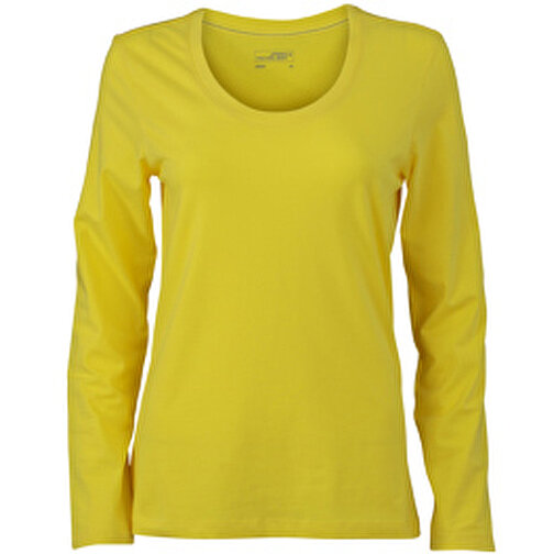Ladies’ Stretch Shirt Long-Sleeved , James Nicholson, gelb, 95% Baumwolle, gekämmt, ringgesponnen, 5% Elasthan, S, , Bild 1