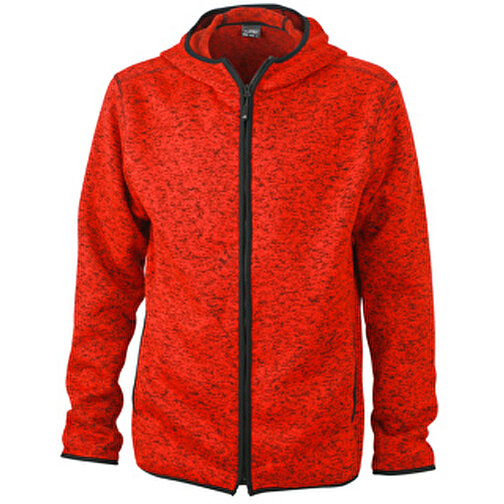 Men’s Knitted Fleece Hoody , James Nicholson, rot-melange/schwarz, 100% Polyester, XL, , Bild 1