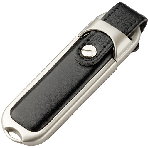 USB-Stick DAKAR 1 GB , Promo Effects MB , schwarz MB , 1 GB , Leder / Metall MB , 3 - 10 MB/s MB , 8,80cm x 1,40cm x 2,80cm (Länge x Höhe x Breite), Bild 2