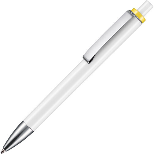 Kugelschreiber EXOS , Ritter-Pen, zitronen-gelb/weiss, ABS-Kunststoff, 14,00cm (Länge), Bild 2