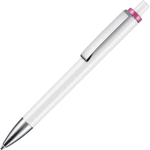 Kugelschreiber EXOS , Ritter-Pen, pink/weiß, ABS-Kunststoff, 14,00cm (Länge), Bild 2