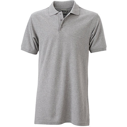 Men’s Workwear Polo , James Nicholson, grau-heather, 50% Baumwolle, gekämmt, 50% Polyester, L, , Bild 1