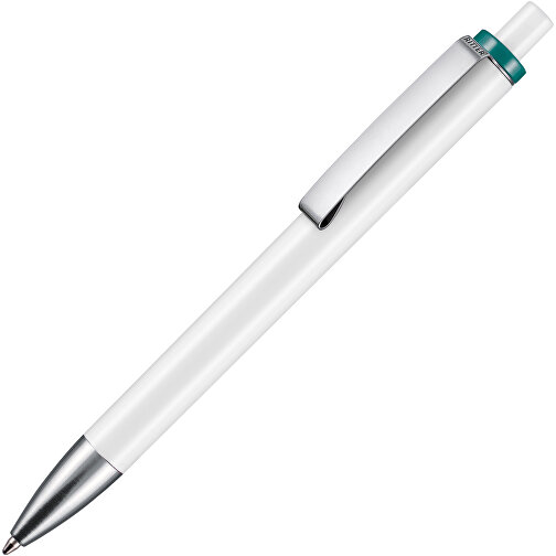 Kugelschreiber EXOS , Ritter-Pen, türkis/weiß, ABS-Kunststoff, 14,00cm (Länge), Bild 2
