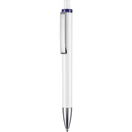 Kugelschreiber EXOS , Ritter-Pen, dunkelblau/weiß, ABS-Kunststoff, 14,00cm (Länge), Bild 1