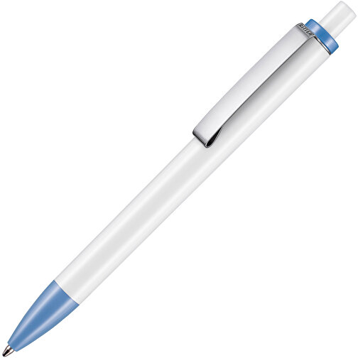 Kugelschreiber Exos P , Ritter-Pen, taubenblau/weiß, ABS-Kunststoff, 14,00cm (Länge), Bild 2