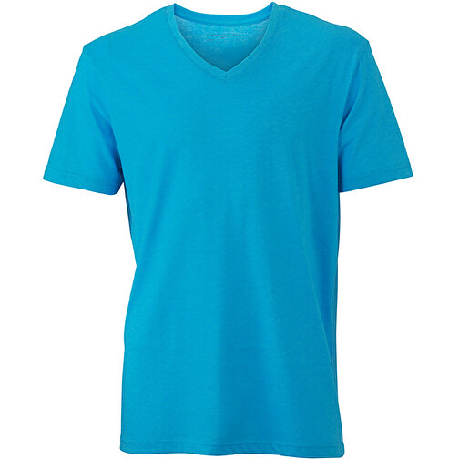 Men’s Heather T-Shirt , James Nicholson, türkis-melange, 65% Polyester, 35% Baumwolle, M, , Bild 1