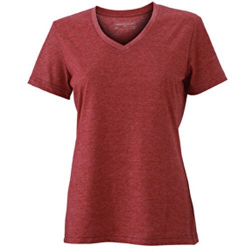 Ladies’ Heather T-Shirt , James Nicholson, wine-melange, 65% Polyester, 35% Baumwolle, L, , Bild 1