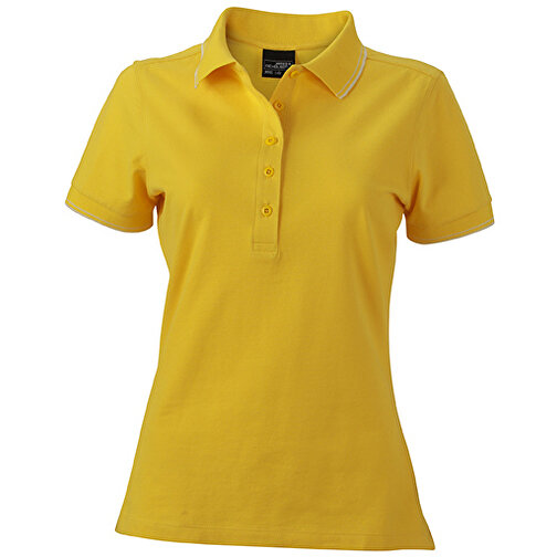 Ladies’ Polo , James Nicholson, sun-gelb/weiß, 95% Baumwolle, 5% Elasthan, S, , Bild 1