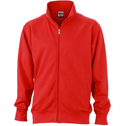Workwear Sweat Jacket , James Nicholson, rot, 70% Baumwolle, 30% Polyester, S, , Bild 1
