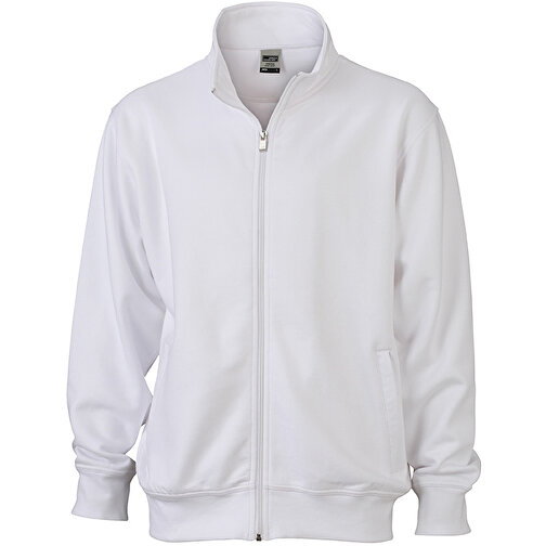 Workwear Sweat Jacket , James Nicholson, weiss, 70% Baumwolle, 30% Polyester, S, , Bild 1