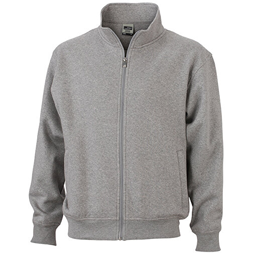 Workwear Sweat Jacket , James Nicholson, grau-heather, 70% Baumwolle, 30% Polyester, 3XL, , Bild 1