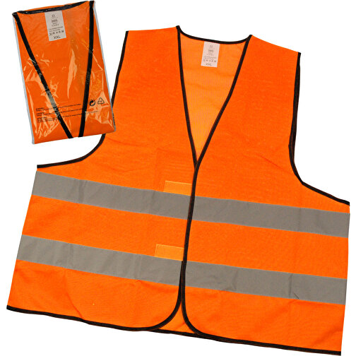 Warnweste 'Standard' Polybeutel , neon-orange, Textil, 63,50cm x 0,30cm x 66,00cm (Länge x Höhe x Breite), Bild 1